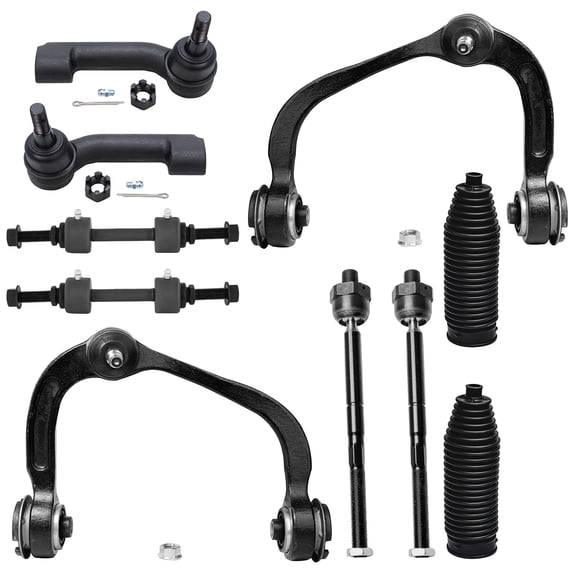 Detroit Axle - 10pc Front End Kit for 2009-2014 Ford F-150, 2007-2014 Ford Expedition Lincoln Navigator, 2 Upper Control Arms w/Ball Joints 4 Tie Rods 2 Sway Bars 2 Boots Replacement