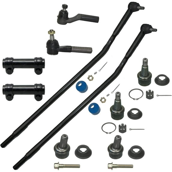 Detroit Axle - Front Upper Lower Ball Joints Inner and Outer Tie Rods Adjustment Sleeves Replacement for 1992-2004 Ford E250 E350 Econoline