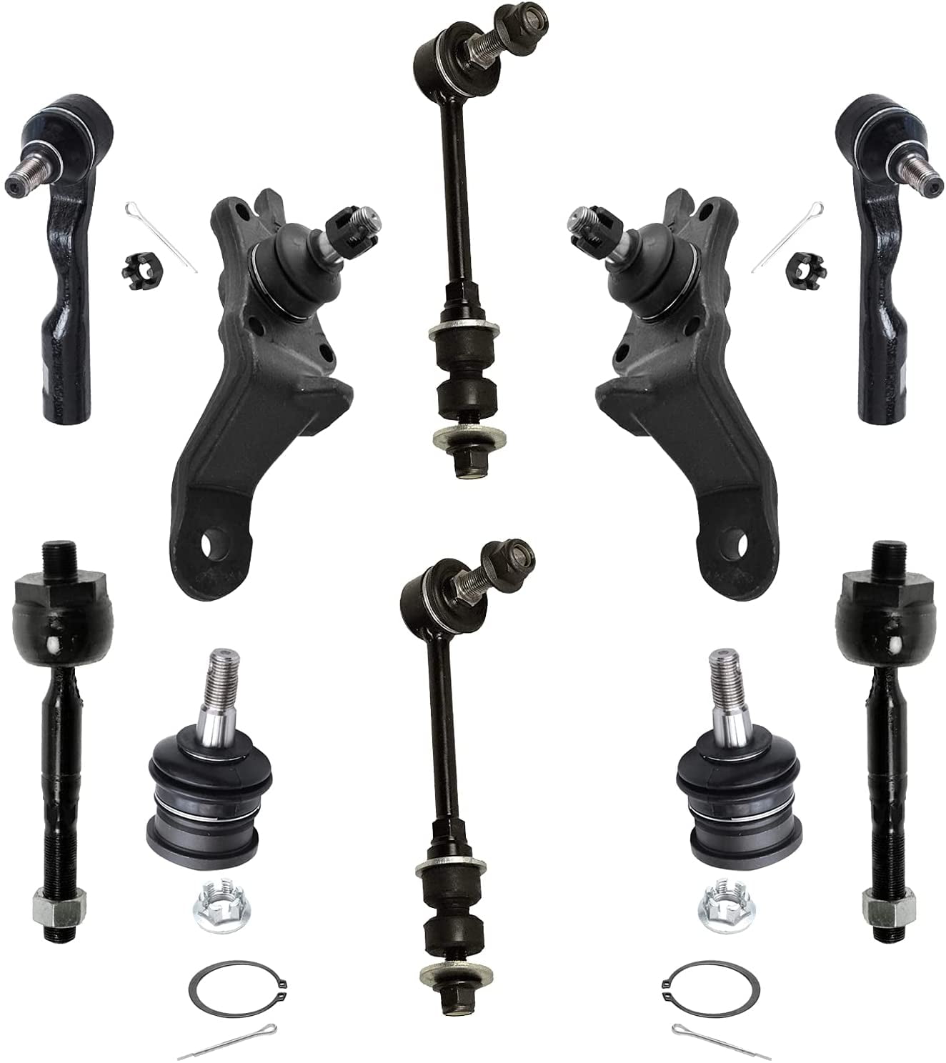 Detroit Axle - Front Upper Lower Ball Joints Sway Bars Inner Outer Tie ...