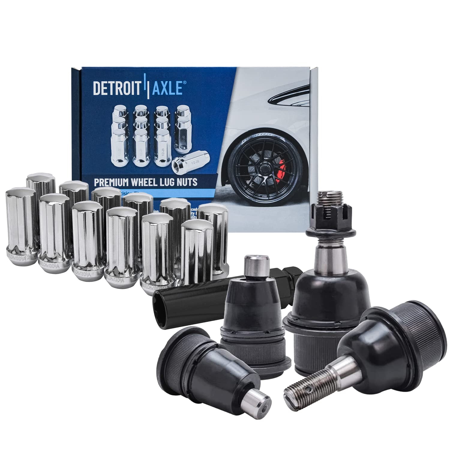 Detroit Axle Front Upper Lower Ball Joints Wheel Lug Nuts Replacement