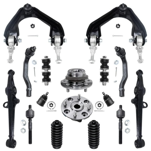 Detroit Axle - Front Upper Lower Control Arm + Wheel Hub Bearing Assembly Tie Rods Sway Bars Replacement for 1990-1993 Honda Accord 2.2L - 16pc Kit