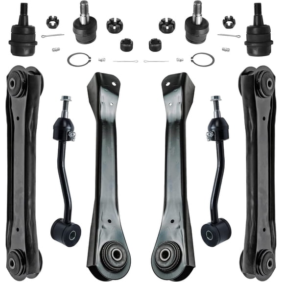 Detroit Axle - Front Upper & Lower Control Arms + Ball Joints + Sway Bar Links Replacement for 1997-2006 Jeep Wrangler TJ - 10pc Set