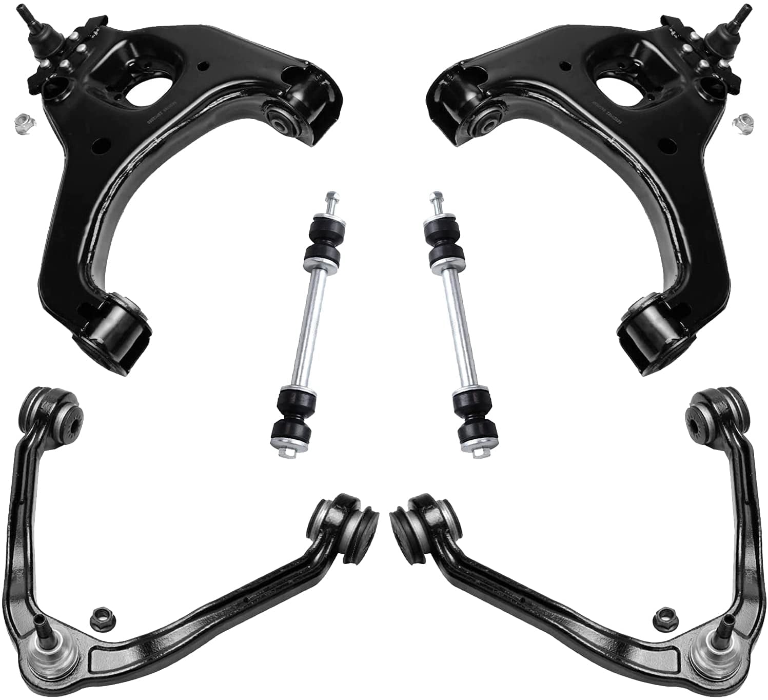 Detroit Axle - RWD Front Control Arms Kit for 1999-2006 Chevy GMC Silverado Sierra 1500, 4 Upper & Lower Control Arms w/Ball Joints, 2 Sway Bar Links 2000 2001 2002 2003 2004 2005