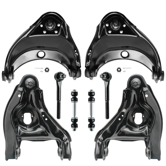 Detroit Axle - Front Upper & Lower Control Arms Sway Bars & Outer Tie Rods Replacement for Chevy GMC C1500 C2500 Tahoe Yukon - 6 Lug Wheels - 8pc Set