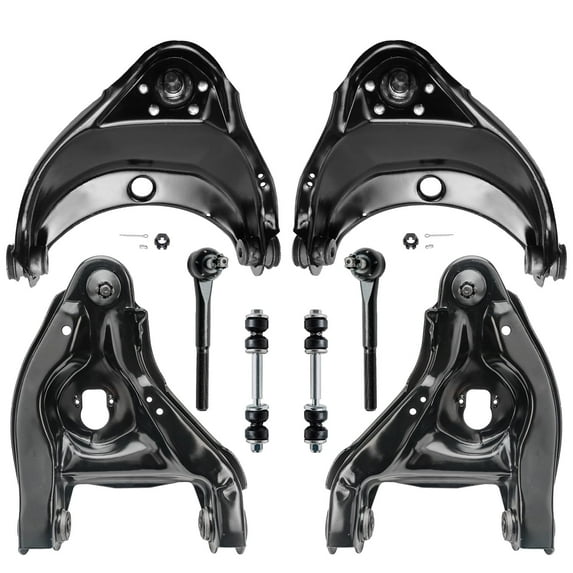 Detroit Axle - Front Upper & Lower Control Arms Sway Bars & Outer Tie Rods Replacement for Chevy GMC C1500 C2500 Tahoe Yukon - 6 Lug Wheels - 8pc Set