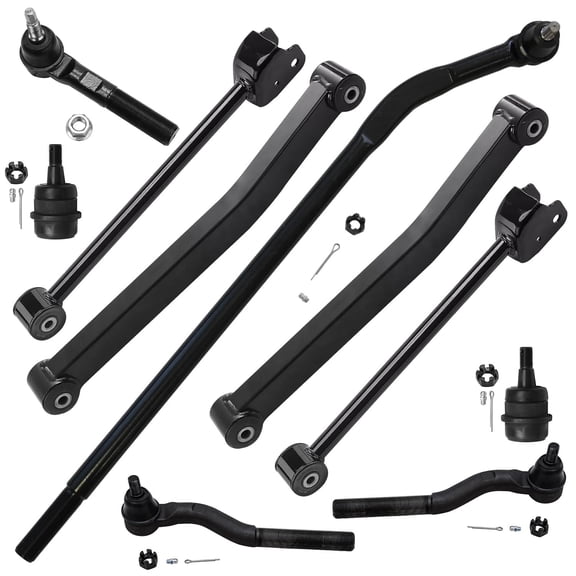 Detroit Axle - Front Upper & Lower Control Arms + Tie Rods Kit for 2007-2017 Jeep Wrangler JK - 10pc Set