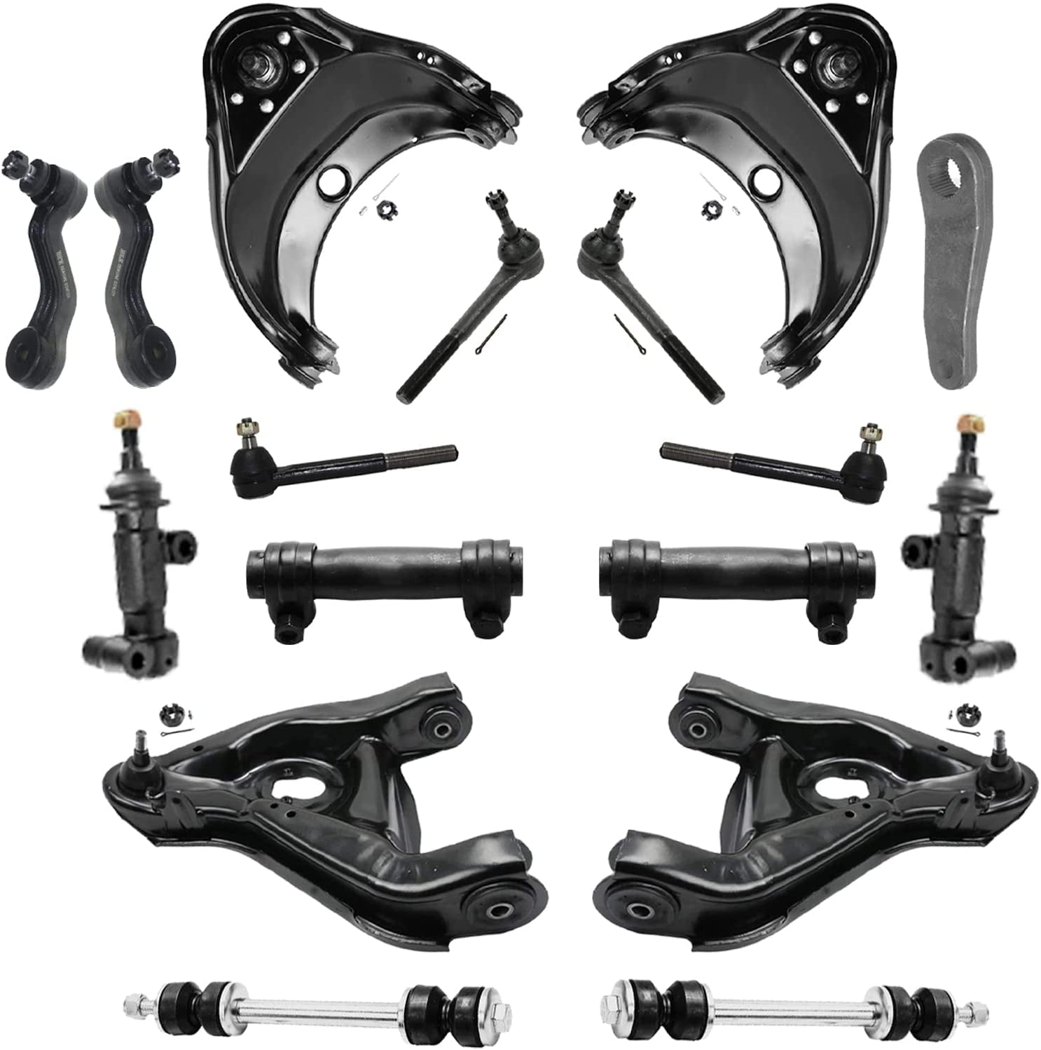 Detroit Axle Front Upper Lower Control Arms Tie Rods Sleeves Idler Arms Idler Brackets w