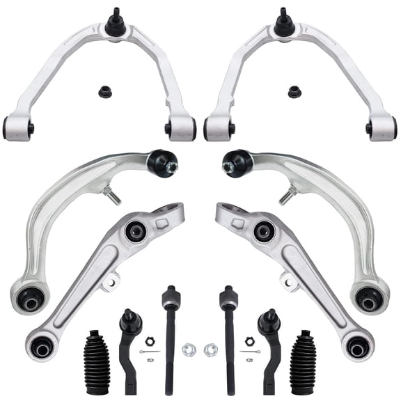 Detroit Axle - Front Upper Lower Forward & Rearward Control Arms Tie Rods Replacement for 2003 2004 Infiniti G35 Nissan 350Z