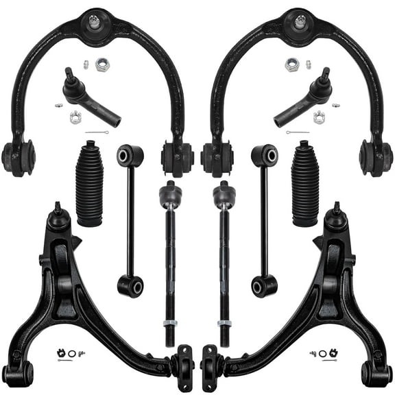 Detroit Axle - Front Upper and Lower Control Arms + Sway Bars + Tie Rods Replacement for 2005-2010 Jeep Commander Jeep Grand Cherokee - 12pc Set