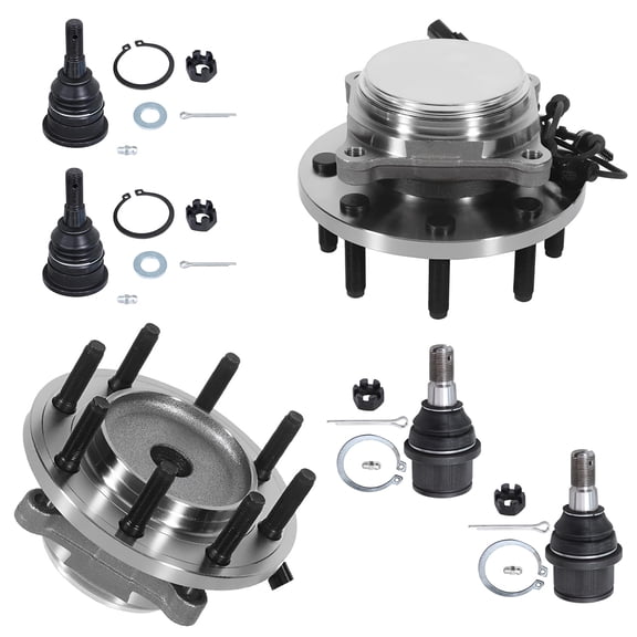 Detroit Axle Front Wheel Bearing & Hub Assemblies + Upper & Lower Ball Joints Replacement for Dodge Ram 2500 Ram 3500 RWD - 6pc Set