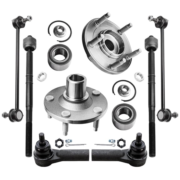 Detroit Axle - 8pc Front Wheel Bearing Hubs Kit for 2005-2009 Ford Escape Mazda Tribute Mercury Mariner 2 Wheel Bearing Hubs Assembly 4 Tie Rods 2 Sway Bars 2006 2007 2008 Replacement