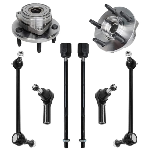 Detroit Axle - Front Wheel Bearing and Hub Assembly + Sway Bar Links + Inner and Outer Tie Rods Replacement For 1996 - 2007 Ford Taurus Mercury Sable - 8pc Set