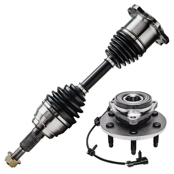 Detroit Axle - Front Wheel Bearing Hub CV Axle for 4WD Chevy GMC Silverado Sierra Suburban Avalanche Yukon XL 1500 Tahoe Cadillac Escalade ESV EXT, Wheel Hub Bearing CV Axle Replacement 6 Lug