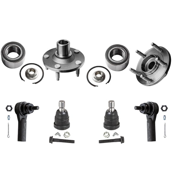 Detroit Axle - Front Wheel Bearing Hub + Lower Ball Joints + Outer Tie Rods Replacement for 2001-2009 Ford Escape Mazda Tribute Mercury Mariner [Not for Hybrid] - 6pc Set
