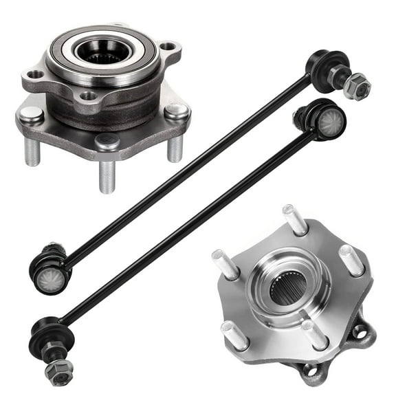 Detroit Axle - Front Wheel Bearing & Hubs Assembly + Sway Bar Links Assembly Replacement for Nissan Rogue Sport Qashqai - 4pc Set