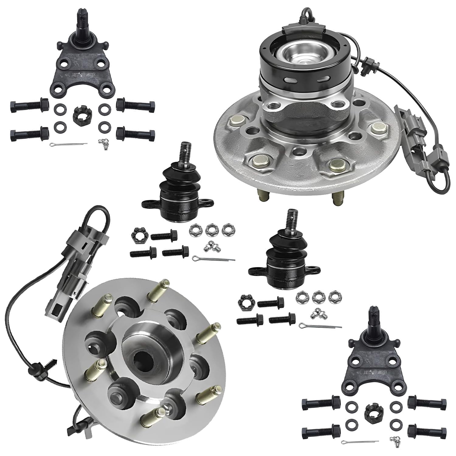 Detroit Axle - 2WD Front Wheel Bearing Hubs Kit for 2004-2008 Chevy Colorado GMC Canyon 2 Wheel Bearing Hubs Assembly 4 Upper Lower Ball Joints 2005 2006 2007 Replacement