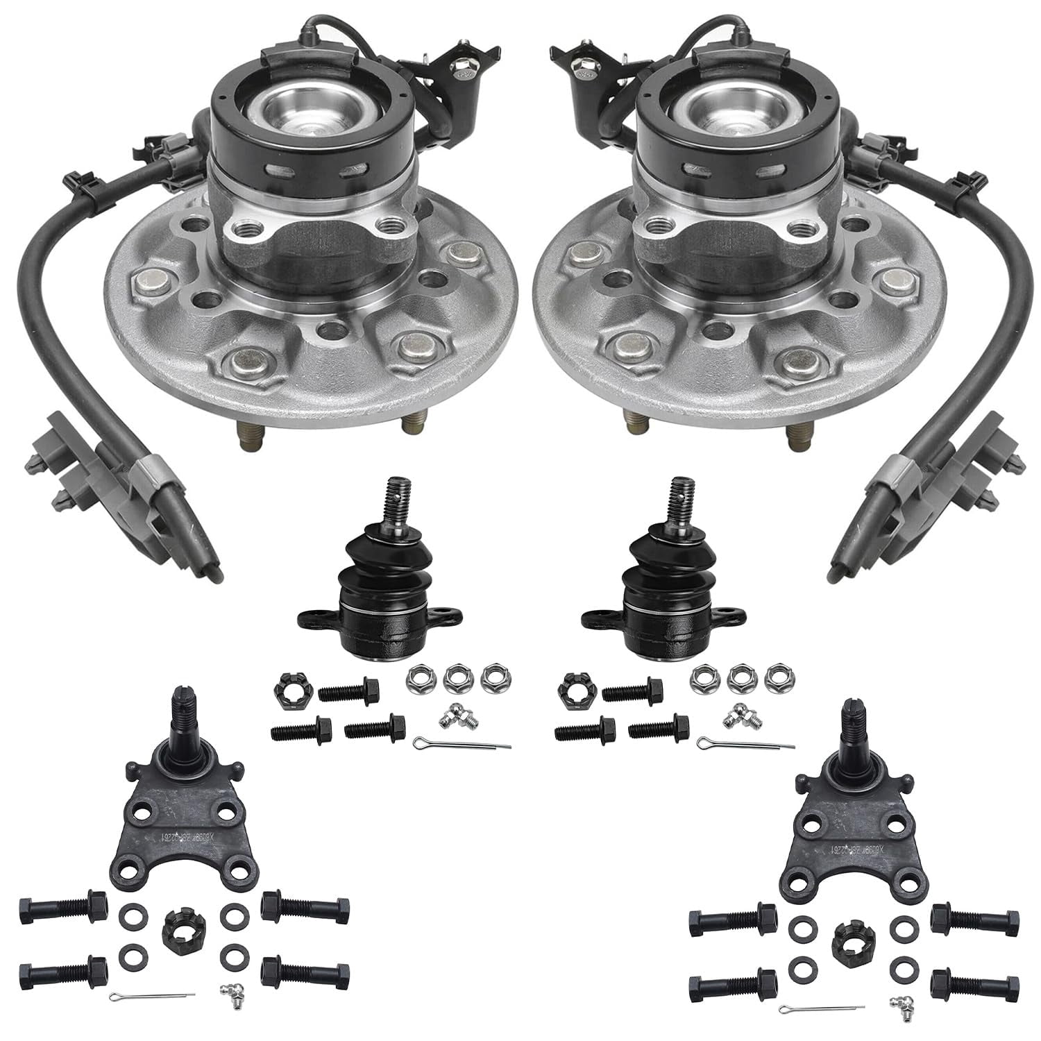 Detroit Axle - Front Wheel Bearing & Hubs Assembly and Upper Lower Ball Joints for 2004 - 2008 Chevrolet Colorado, GMC Canyon - 2WD/RWD, ZQ8 and Z85 Chassis