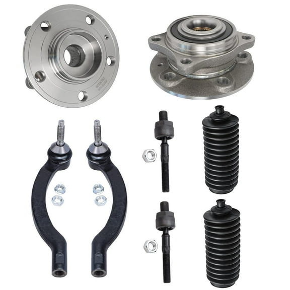 Detroit Axle - Front Wheel Bearing & Hubs + Inner Outer Tie Rods Replacement for Volvo V70 S60 S80 - 8pc Set Fits select: 2004-2008 VOLVO S60 2.5T, 2004 VOLVO V70 FWD