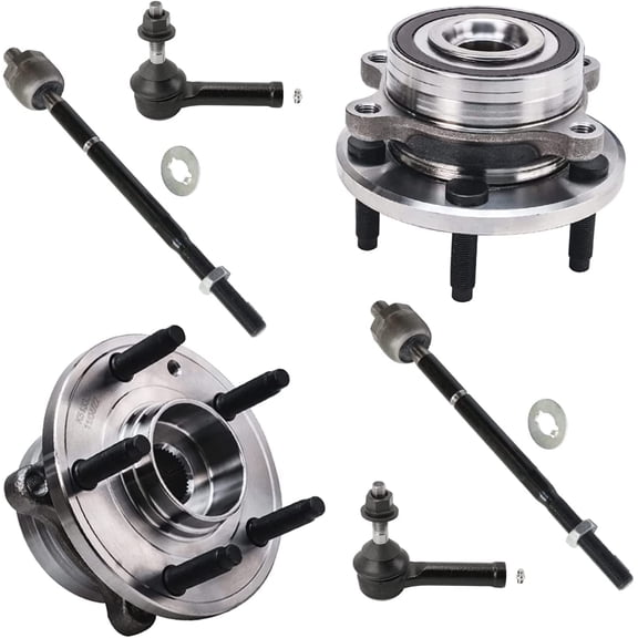 Detroit Axle - Front Wheel Bearing & Hubs Inner Outer Tie Rods Replacement for Ford Special Service Police Interceptor Sedan - 6pc Set