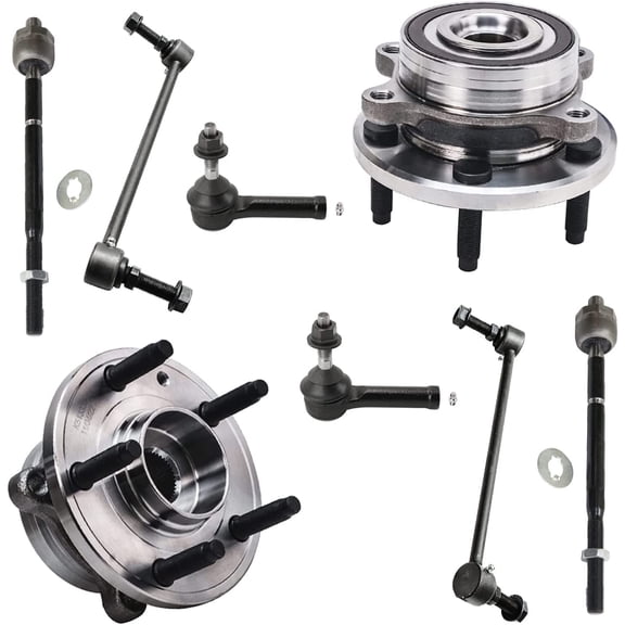 Detroit Axle - Front Wheel Bearing & Hubs Inner Outer Tie Rods Sway Bar Links Replacement for Ford Police Interceptor Sedan - 8pc Set