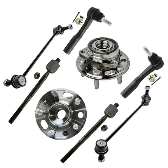 Detroit Axle - Front Wheel Bearing & Hubs + Inner & Outer Tie Rods + Sway Bars Replacement for 2013 2014 2015 Chevy Malibu - 8pc Set
