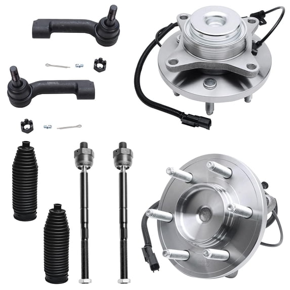 Detroit Axle - Front Wheel Bearing & Hubs, Inner Outer Tie Rods w/Boots Replacement for 2011-2014 Ford F-150 Expedition Lincoln Navigator - 6 Lug 2WD ONLY
