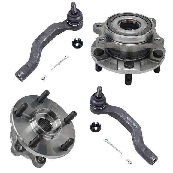 Detroit Axle - Front Wheel Bearing Hubs Kit for 06-18 Toyota Rav4, 11-16 Scion tC, 16-19 Toyota Mirai, 2 Wheel Bearing and Hubs Assembly 2 Outer Tie Rod Ends Replacement