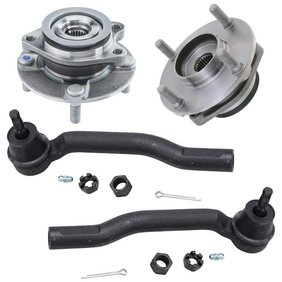 Detroit Axle - Front Wheel Bearing Hubs Kit for 2007-2012 Nissan Versa [4-Wheel ABS], 2 Wheel Bearing Hubs Assembly 2 Outer Tie Rods Assembly 2008 2009 2010 2011 Replacement