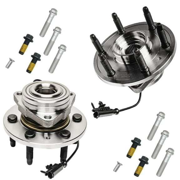 Detroit Axle - Front Wheel Bearing Hubs Kit for 4WD Chevy GMC Silverado Sierra Yukon XL Suburban 1500 Tahoe Avalanche Cadillac Escalade ESV EXT, 2 Wheel Bearing & Hubs 2 Bolts Mounting Replacement