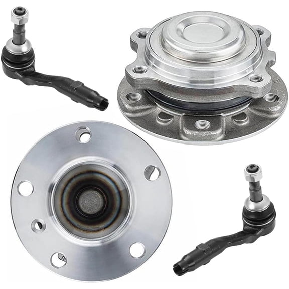 Detroit Axle - Front Wheel Bearing Hubs Kit for BMW 528i 535d 535i 550i 640i 650i 740i 750i 750Li 760Li Ghost Wraith Cullinan 2 Wheel Bearing Hubs Assembly 2 Outer Tie Rods Replacement