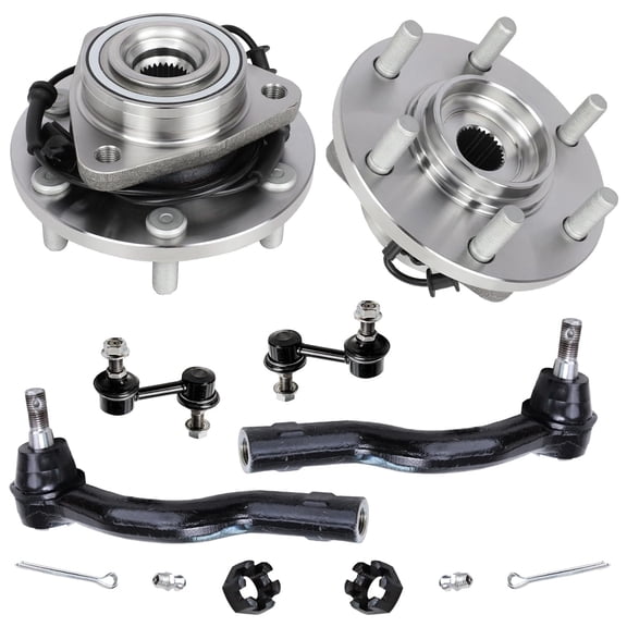 Detroit Axle - Front Wheel Bearing Hubs Kit for INFINITI QX56 QX80 Nissan Armada, 2 Wheel Bearing Hubs Assembly 2 Sway Bar End Links 2 Outer Tie Rod Ends Replacement