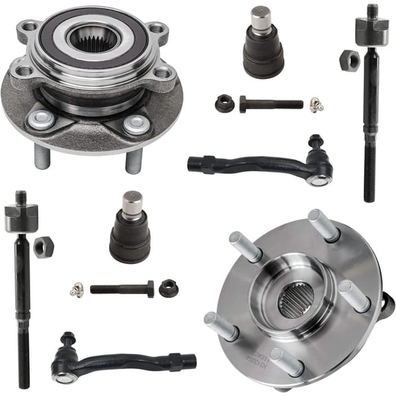 Detroit Axle - 8pc Front Wheel Bearings Hubs Kit for 2014-2018 Mazda 3 Sport, 2 Wheel Bearings and Hubs 2 Lower Ball Joints 4 Tie Rod Ends 2015 2016 2017 Replacement