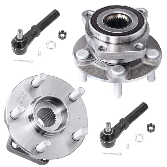 Detroit Axle - Front Wheel Bearing Hubs Outer Tie Rods Replacement for Subaru Impreza Forester XV Crosstrek WRX - 4pc Set