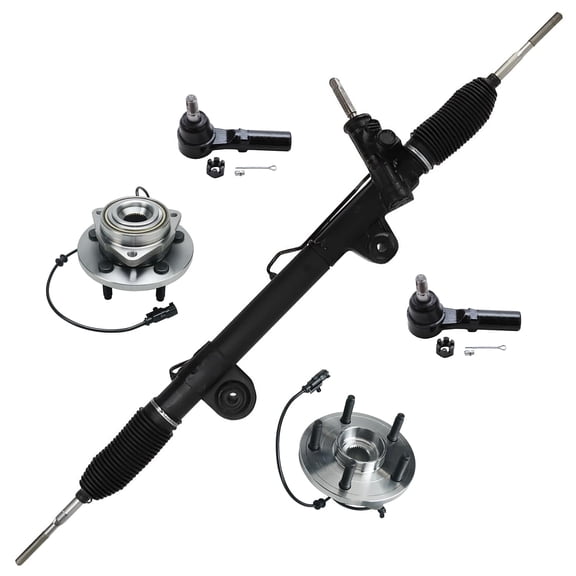 Detroit Axle - Front Wheel Bearing Hubs Rack & Pinion Kit for 07-09 Chrysler Aspen 2006-2009 Dodge Durango Power Steering Rack and Pinion 2 Wheel Bearing Hubs 2 Outer Tie Rods 2008 Replacement