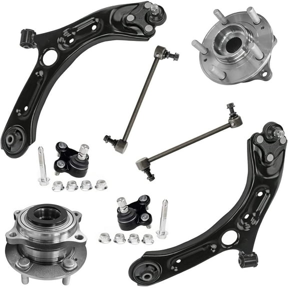 Detroit Axle - Front Wheel Bearing & Hubs Sway Bar Links Front Lower Control Arms Ball Joints Replacement for Hyundai Tucson Kia Sportage - 8pc Set