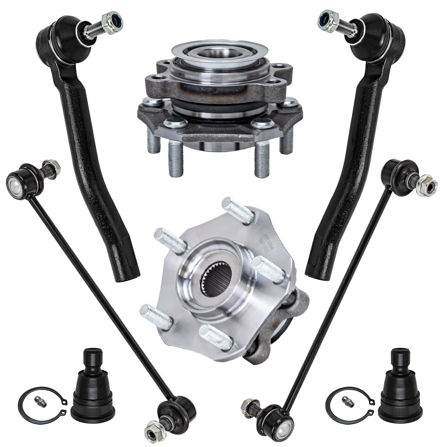 Wheel Rod Replacement Detroit Axle - Front Wheel Bearing Hubs Sway Bars Outer Tie Rods Lower ...