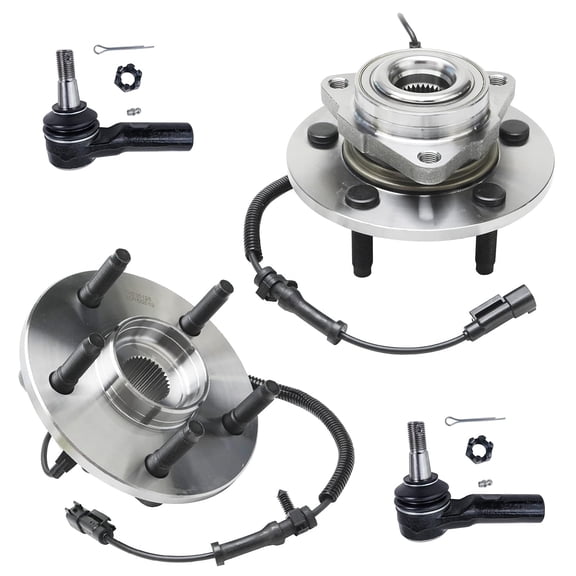 Detroit Axle - 4pc Front Wheel Bearing Hubs Kit for 2009-2010 Dodge Ram 1500, 2011 Ram 1500, 2 Wheel Bearing & Hubs 2 Outer Tie Rod Ends [5-Lug] Replacement