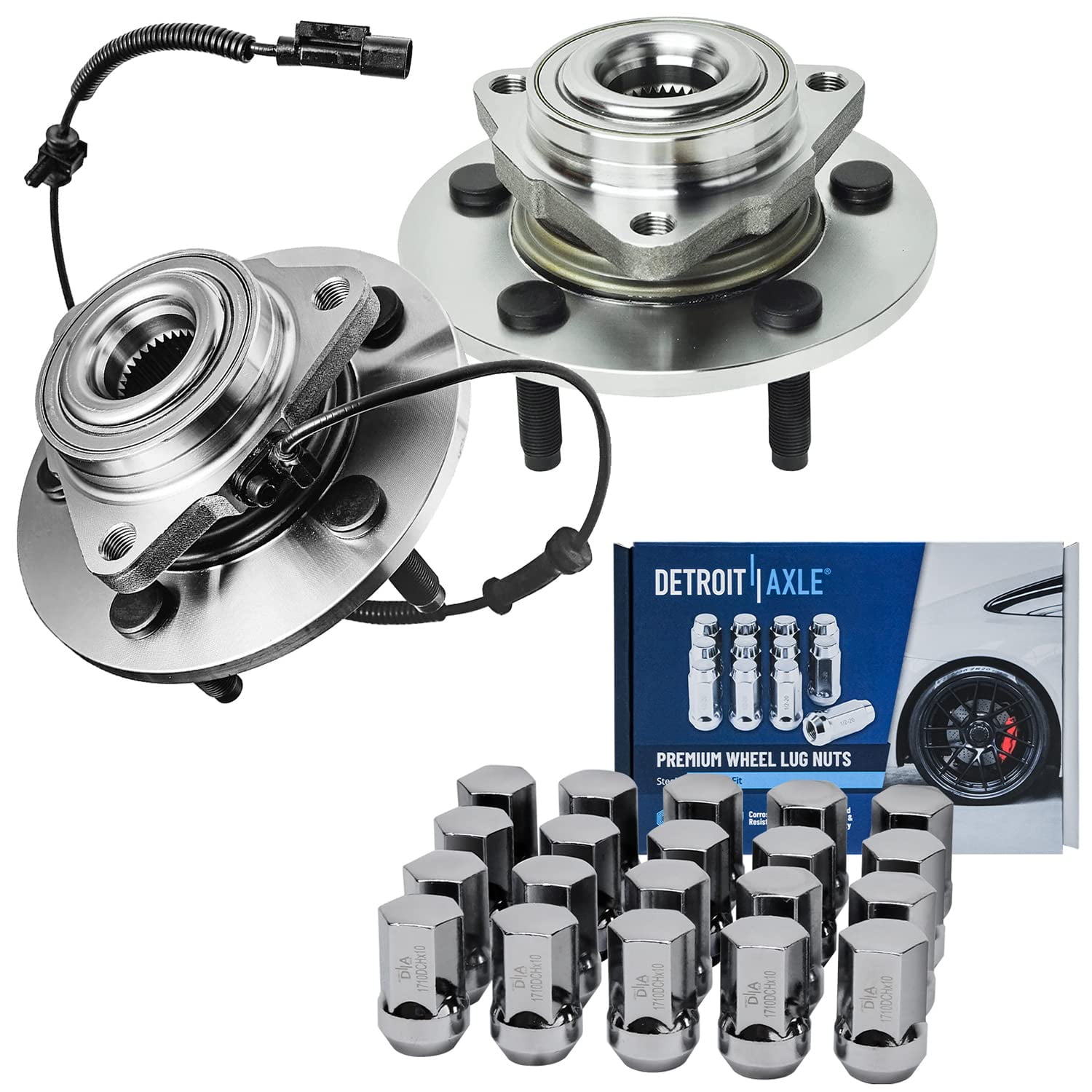 Detroit Axle Front Wheel Bearing & Hubs w/ 20pc Lug Nuts Replacement