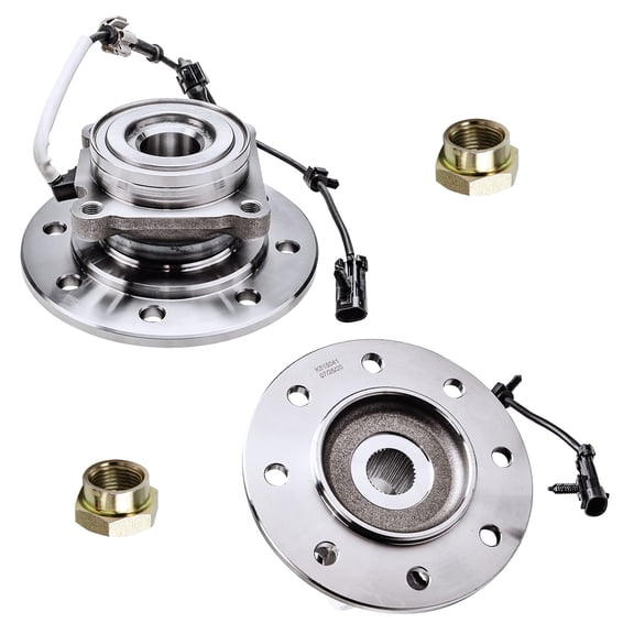 Detroit Axle - Front Wheel Bearing and Hub Assembly w/ CV Spindle Nuts Replacement for 1995-2000 Chevy GMC K1500 K2500 K3500 Suburban