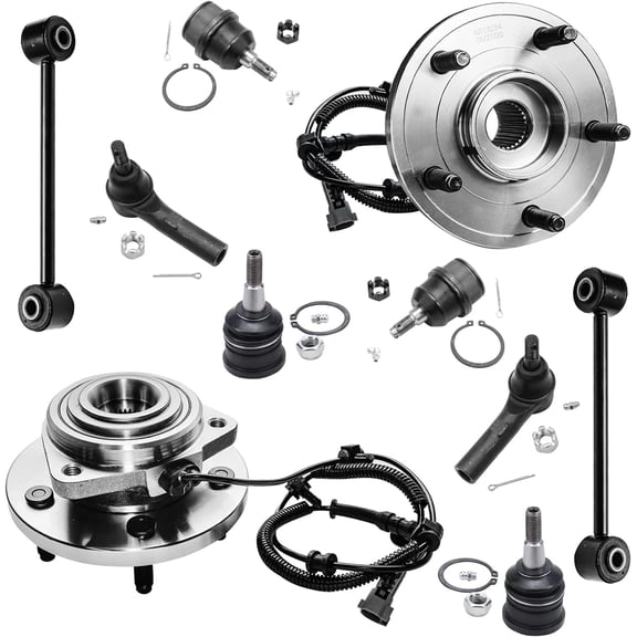 Detroit Axle - Front Wheel Bearing and Hubs Tie Rods Ball Joints Sway Bar Links Replacement for Jeep Commander Grand Cherokee - 10pc Set