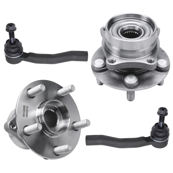 Detroit Axle - Front Wheel Bearings and Hubs Assembly + Outer Tie Rods Replacement for 2004 2005-2009 Toyota Prius - 4pc Set
