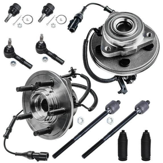 Detroit Axle - Front Wheel Hub Assembly + Lower Ball Joint + Inner And Outer Tie Rods W/ Boots Replacement For 2006 2007 2008 2009 2010 Ford Explorer Sport Trac Mercury Mountaineer - 10pc Set