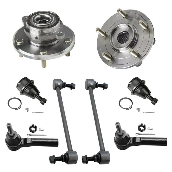 Detroit Axle - Front Wheel Hub & Bearing Assembly Outer Tie Rods Sway Bar Links Lower Ball Joints for 09-14 Dodge Journey 2010 2011 2012 2013 Replacement