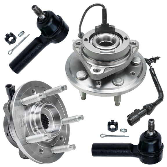 Detroit Axle - 4pc Front Wheel Bearing Hubs for 04-07 Ford Freestar Mercury Monterey, 2 Wheel Bearing & Hubs 2 Outer Tie Rod Ends 2004 2005 2006 2007 Replacement