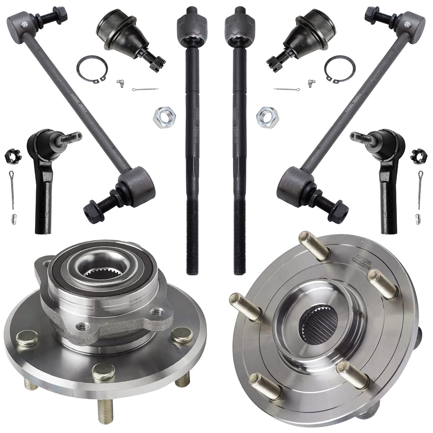 Saturn Sl1 Complete 6-Piece Front Suspension Kit For 1994-2002 Saturn  SC1/SL2/SW1 - Hubs, Control Arms, Tie Rods 6pc Front Suspension Parts, image size:1500x1500