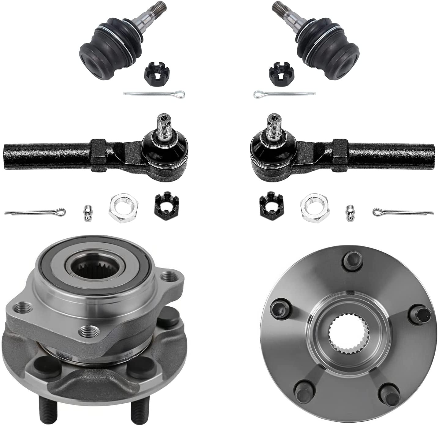 Detroit Axle - Front Wheel Hub Bearings Outer Tie Rod Ends Lower Ball Joints Replacement for Subaru XV Crosstrek Forester Impreza - 6pc Set