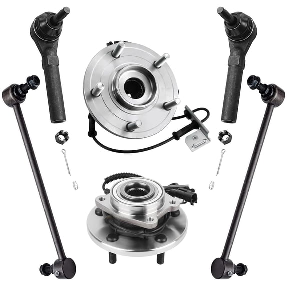 Detroit Axle - Front Wheel Hub Bearings Sway Bar Links Outer Tie Rods Replacement for Town & Country Dodge Grand Caravan Ram C/V Volkswagen Routan