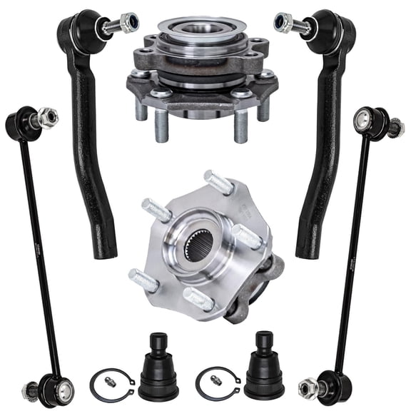 Detroit Axle - 8pc Front Wheel Hub Bearings Sway Bars Tie Rods Suspension Kit Replacement for 2013-2017 Nissan LEAF 2015-2019 Sentra 2015-2021 NV200
