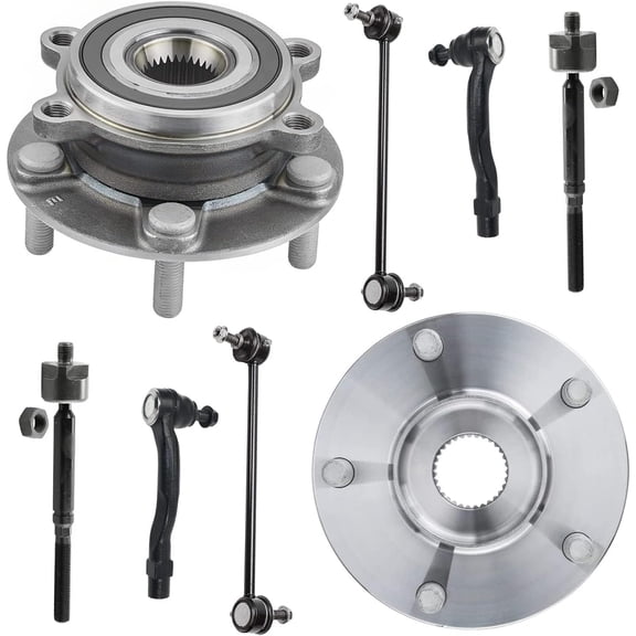 Detroit Axle - Front Wheel Hub and Bearings + Tie Rod Ends + Sway Bar Links Replacement for 2014 2015 2016 2017 Mazda 6