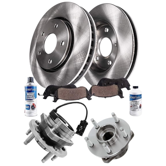 Detroit Axle - Front Brake Kit for Chevrolet 04-05 09-12 Malibu Pontiac 06-10 G6 Saturn 07-09 Aura, Disc Brake Rotors Ceramic Brake Pads Wheel Bearing Hubs: 11.65" Rotor